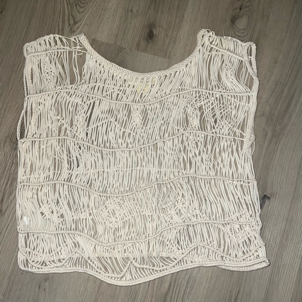 Ralph Lauren Cream Crochet Top Size Large 100% Cotton Boho Sleeveless - Picture 8 of 8
